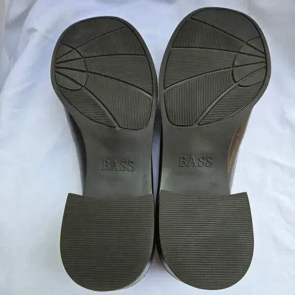 NEW Bass Womens Y2K Naples Loafers 8.5 Brown Leather Block Heel Comfort Preppy - Picture 8 of 11